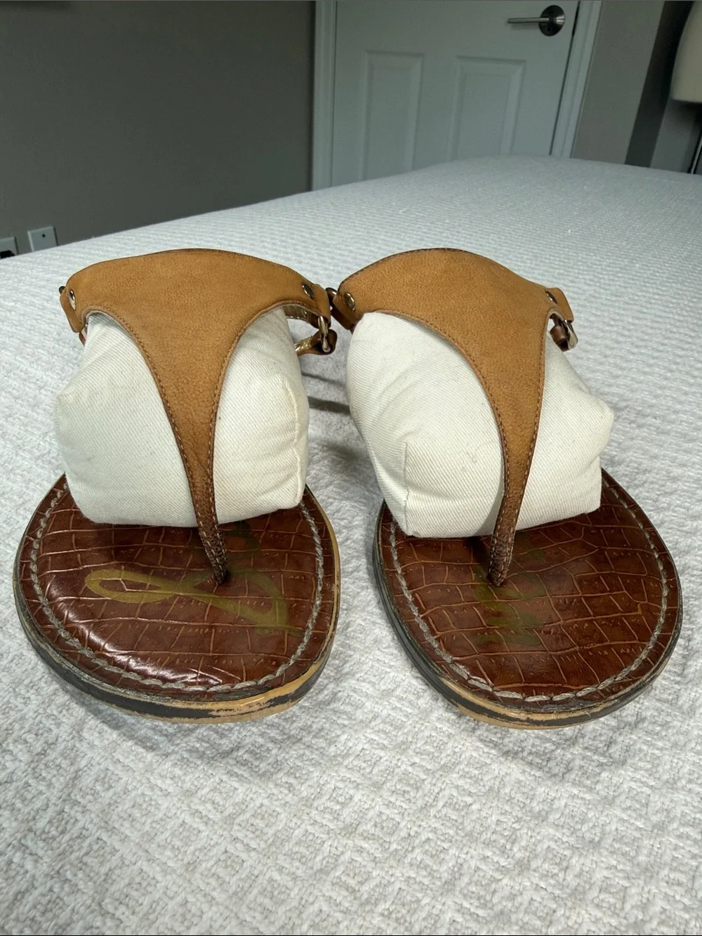 Sam Edelman Greta flat sandal 2 pairs tan and bronze leather size 9